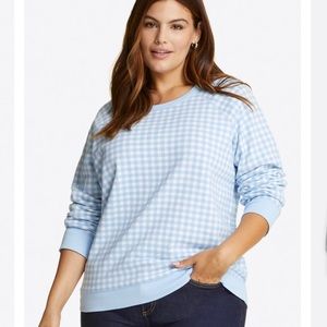 Draper James Natalie Sweatshirt Pullover Light Blue Gingham Size Small